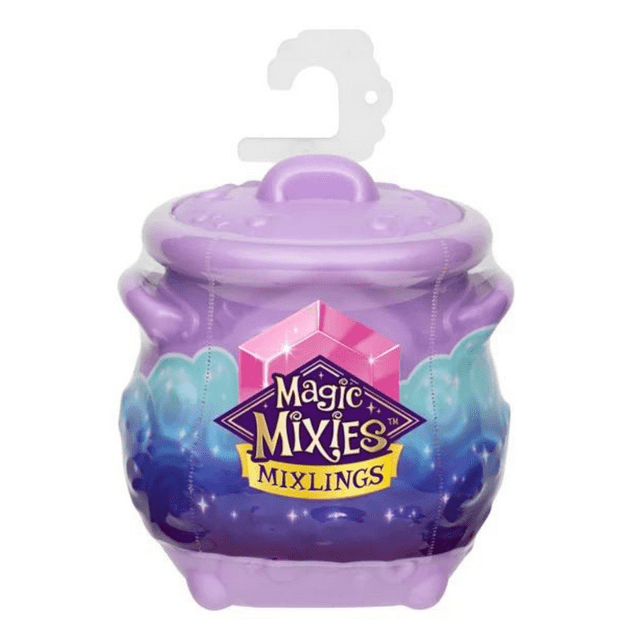 magic mixies 1 pack magic mixies iga1210 caldero multicolor con tapa morada y degradado azul, logo Magic Mixies Mixlings en el frente; juguete didáctico ideal para juego creativo y manualidades.