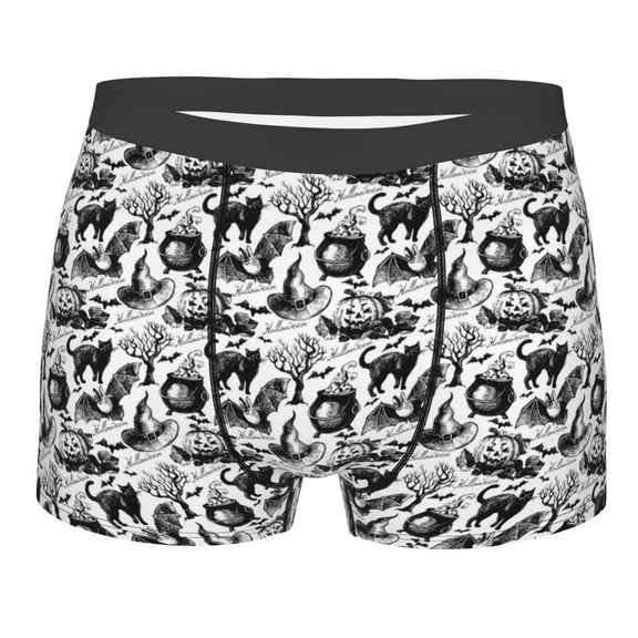 Naloa Black White Halloween Print Mens Underwear - Boxers for Men, Classic Briefs for Men