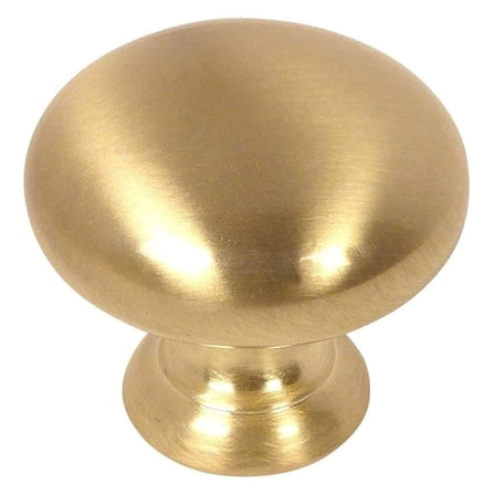 Brushed Brass Cabinet Knobs 10 Pack - 1-1/4" Round Mushroom Knobs - Kitchen & Bathroom Hardware - Solid Brass Finish - 1" Projection
