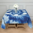 thumbnail image 3 of Blue White Tie Dye Spiral Pattern Square Tablecloth,Waterproof Square Table Cover,Wipeable Spillproof Washable Table Cover for Home Kitchen Party Decor 60"x60"(152x152cm), 3 of 6