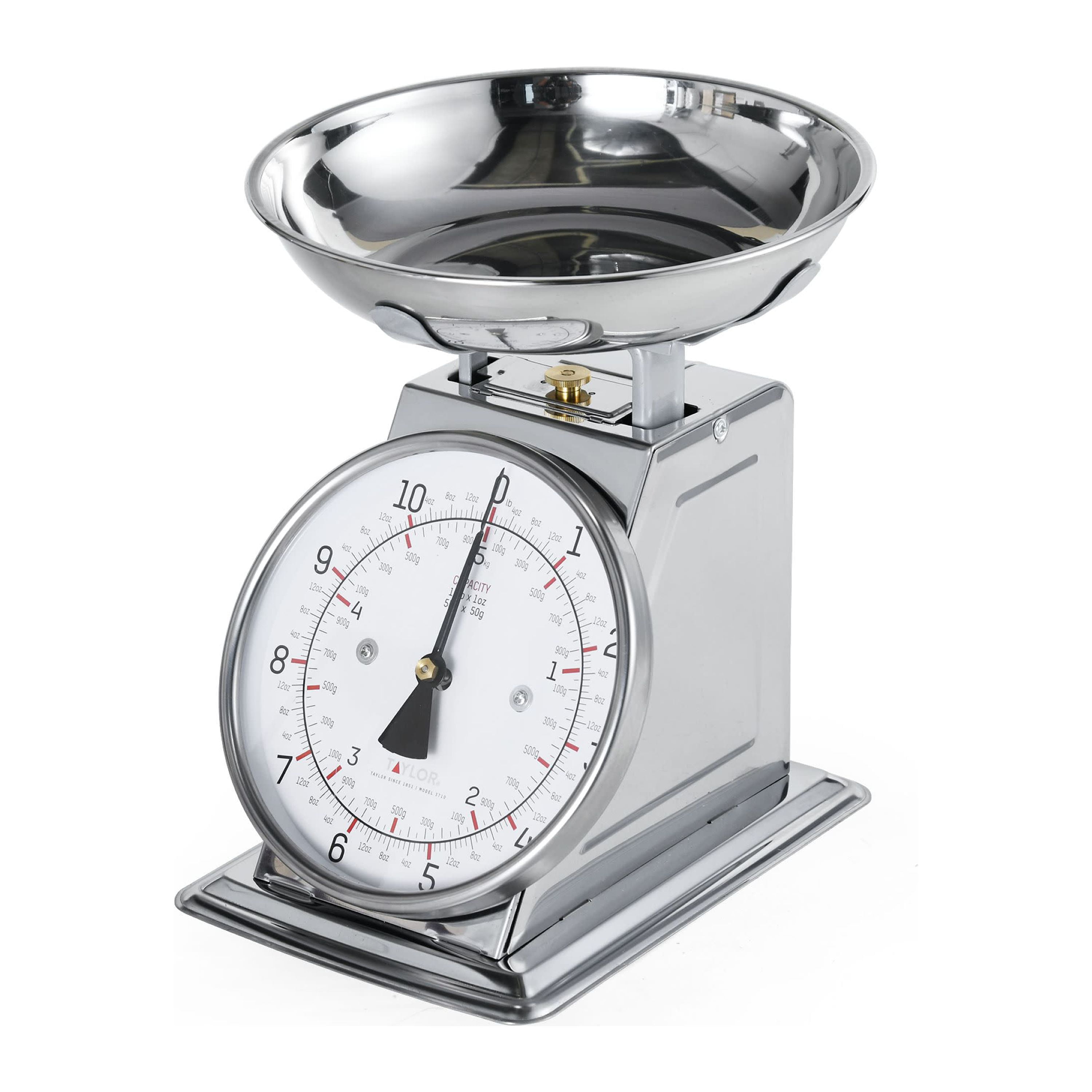 Taylor Mechanical/Analog Kitchen Scale and Food Scale in White, Max 11 Lbs.