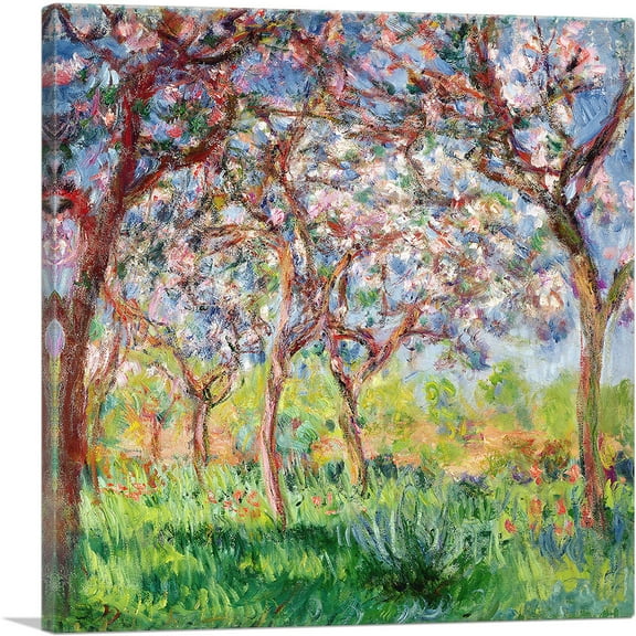 ARTCANVAS Giverny in Springtime Canvas Art Print by Claude Monet - Size: 18" x 18" (0.75" Deep)