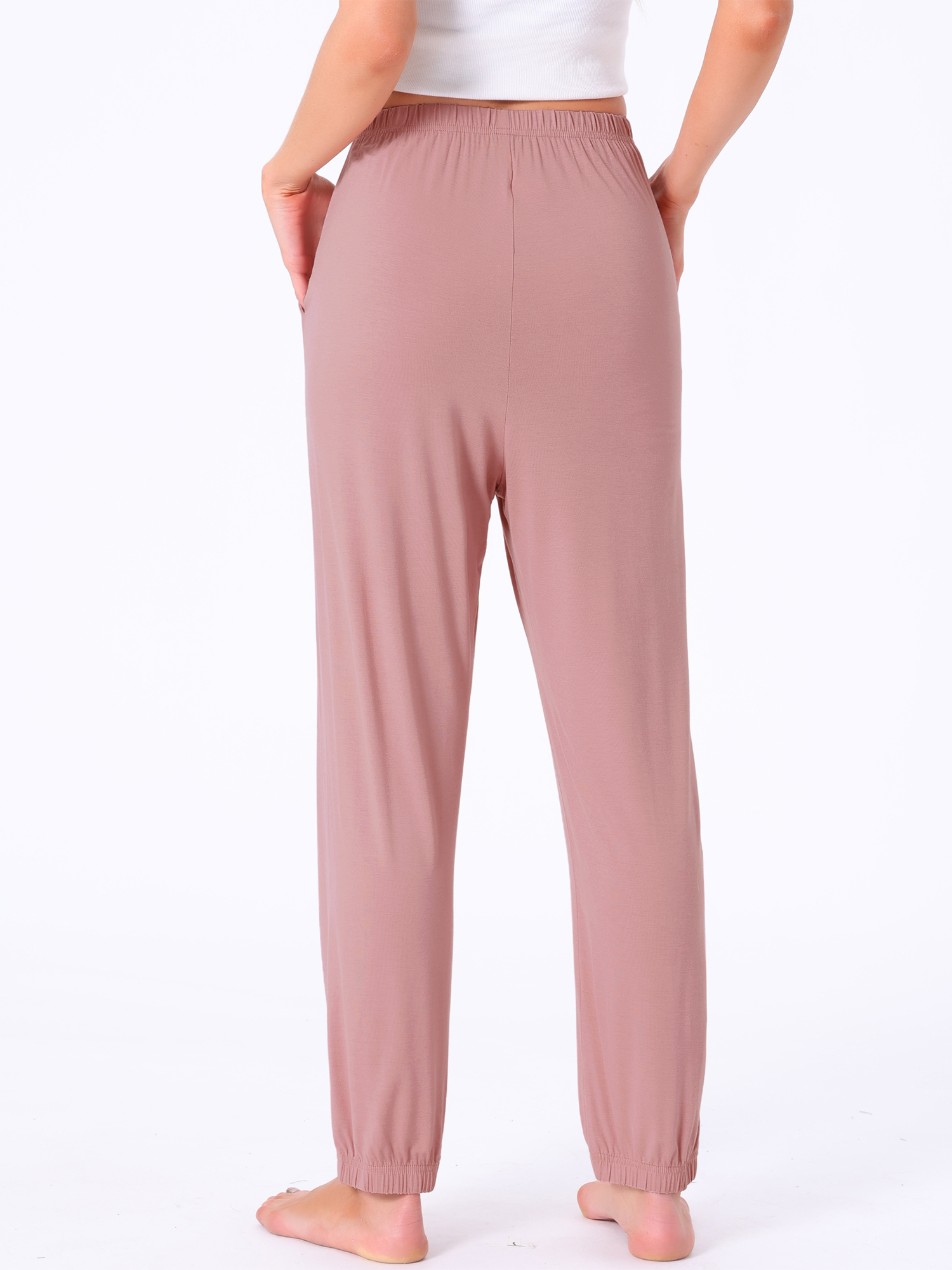 DARING DIVA Women's Elastic Waist Wide Leg Lounge Pants M Pink