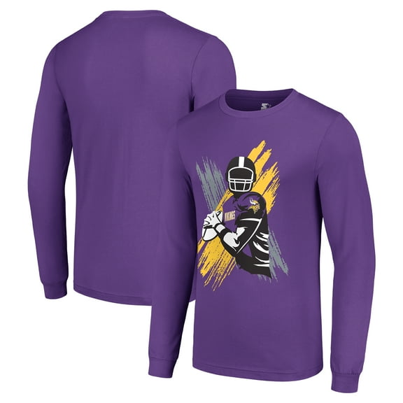 Men's Starter Purple Minnesota Vikings Player X Logo Graphic Long Sleeve T-Shirt