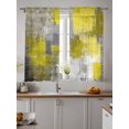 thumbnail image 4 of Sheer Curtains 63 Inch Length 2 Panels Set for Bedroom, Yellow Grey Semi Sheer Curtains for Windows, Modern Oil Painted Abstract Art Aesthetics Voile Window Treatments Rod Pocket Curtain, 4 of 7