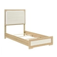 thumbnail image 6 of Contemporary Twin Bed Frame w/ LED Headboard - Natural &amp; White Wood Bedroom Furniture. 42.5" Wide, Panel Design, Scratch-Resistant. Box Spring Required., 6 of 11