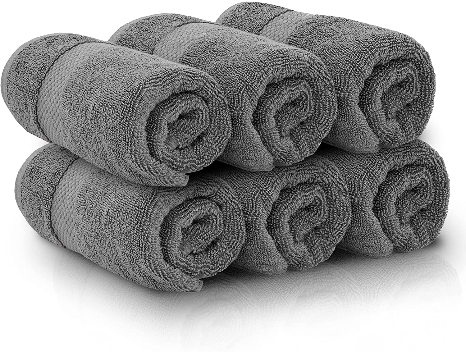 White Classic Hotel Collection Luxury Soft Cotton Hand Towels, Dark Gray, 16 x 30, 6 Pack