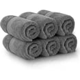 White Classic Luxury Cotton 6 pc Gray Hand Towels Set, Hotel Style
