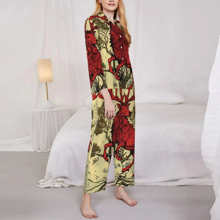 Ladies stag print pyjamas sale