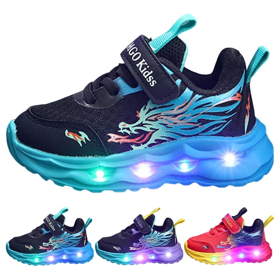 Modisza Light Up Running Sneakers Mesh Walking Tennis Shoes Hook and Loops Casual Sports Sneaker with Arch Support Blue Size 11