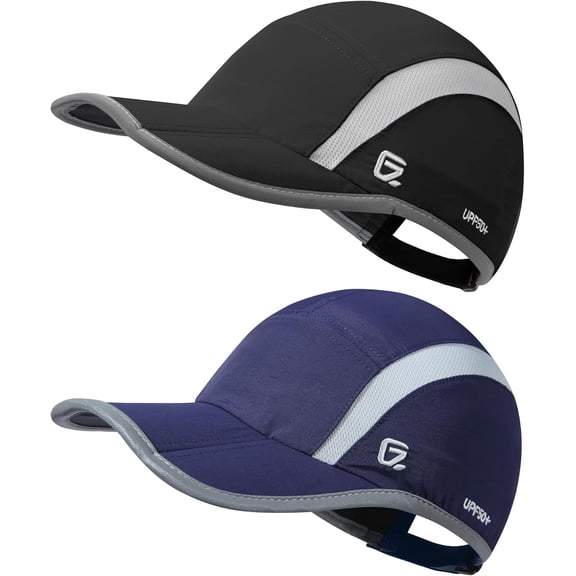 Minzimin 2 Pack Reflective Foldable Sports Hat UPF 50 Sun Protection Outdoor Run Hats for Men and Women