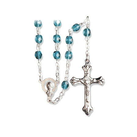 Religious Crystal - Green Crystal Beaded 17.5in May Birthstone Rosary - Perfect Religious Gift