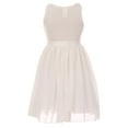 thumbnail image 3 of Little Girls Elegant Sleeveless Lace Pearl Chiffon Birthday Party Party Flower Girl Dress Off White 4 (2J1K2S1), 3 of 5