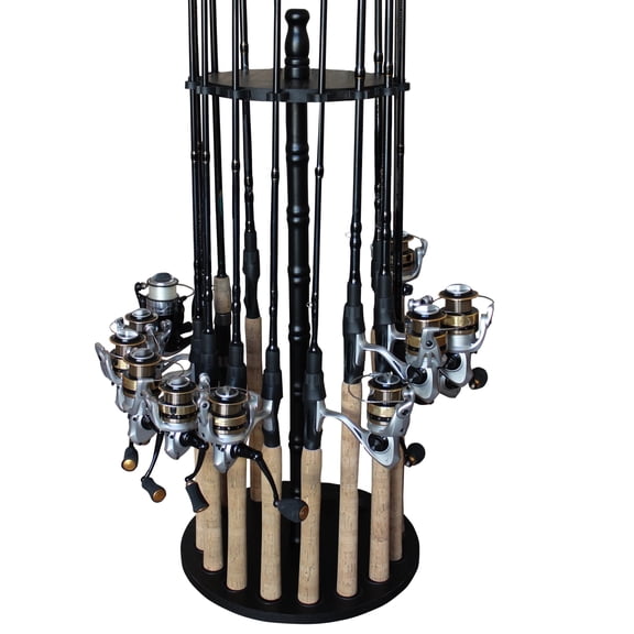 Rush Creek Creations 16 Rod Round Fishing Rod Rack with Clips Black
