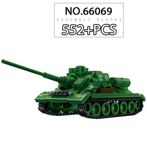 2024 WW2 Military Soviet Tank Building Blocks SU-100 Tank Destroyer Model Tank Weapon Bricks Army Soldier Toys For Boy Gifts Set
