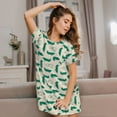 thumbnail image 3 of Kdxio Cartoon Crocodile Pattern Womens Short Sleeve Sleepshirt Scoopneck Cute Nightdress Ruffle Comfy Nightgown, 3 of 6