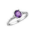 thumbnail image 5 of RYLOS Rings for Women Sterling Silver Classic Style Birthstone Ring 7X5MM Oval Gemstone &  Diamonds February Amethyst Jewelry for Women Size 9, 5 of 7