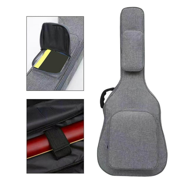 VONKY Acoustic Guitar Bag with Pockets Backpack Adjustable Shoulder Strap for Bass Gray