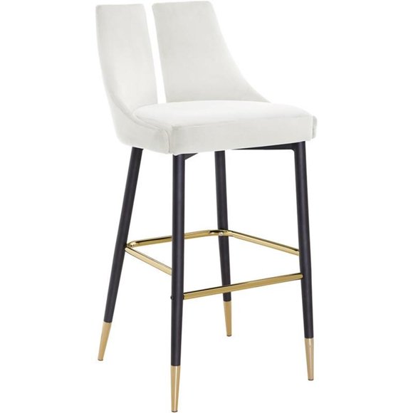 Meridian Furniture Sleek Cream Velvet Stool (Set of 2)