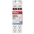 thumbnail image 2 of Hyper Tough Surge Protector Power Strip, 6 Outlets, 2.5 ft Extension Cord, Grounded, White, 2-Pack, 2 of 6
