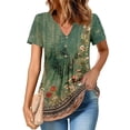 thumbnail image 2 of Top tipo túnica Zeagoo de manga corta con cuello en V Henley para mujer, 2 of 6