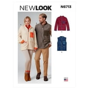 New Look Sewing Pattern N6713 - Unisex Zippered Jacket and Vest, Size: A (XS-S-M-L-XL)