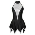 thumbnail image 3 of Kaerm Robe de Danse Lyrique pour Femmes à Col Licou Sans Manches Robes de Patinage Artistique Noir P, 3 of 7