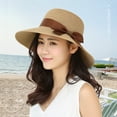 thumbnail image 4 of Women Little Girls Straw Sun Hat Summer Wide Brim Beach Cap Foldable Visor Floppy Hats Wide Brim with Bowknot, 4 of 8
