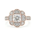 thumbnail image 2 of 1 2/5 ct.t.w Center 6MM Cushion Cut Lab Created Moissanite Diamond Floral Halo Engagement Ring In 10K Solid Rose Gold (G-H Color, VVS1 Clarity, 1.40 Cttw)-7.5, 2 of 9