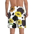 thumbnail image 3 of Kll Black Cow Print With Sunflowers Country Men'S Casual Summer Beach Shorts Hawaiian Shorts With Pockets-3x-Large, 3 of 9