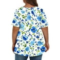 thumbnail image 5 of Plus Size 4X Women's Short Sleeve Tops Sale Under $10 Summer Casual Loose Print Blouse, 5 of 6