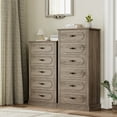 Homfa 6 Drawer Gray Bedroom Dresser, 51''H Tall Vintage Wood Storage