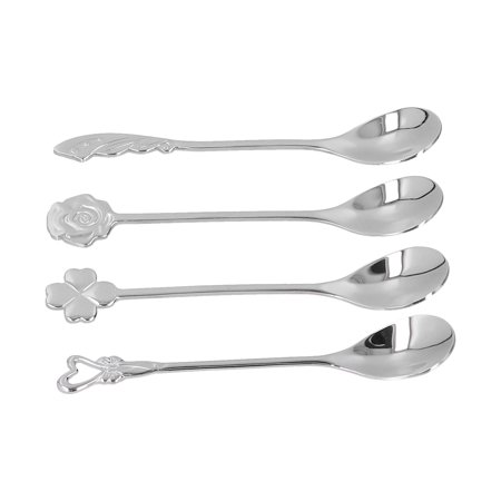 

Henmomu Dessert Spoon 4Pcs/Set Stainless Steel Mixing Spoon Coffee Tea Dessert Beverage Stirring Scoop For Wedding Gift Coffee Spoon