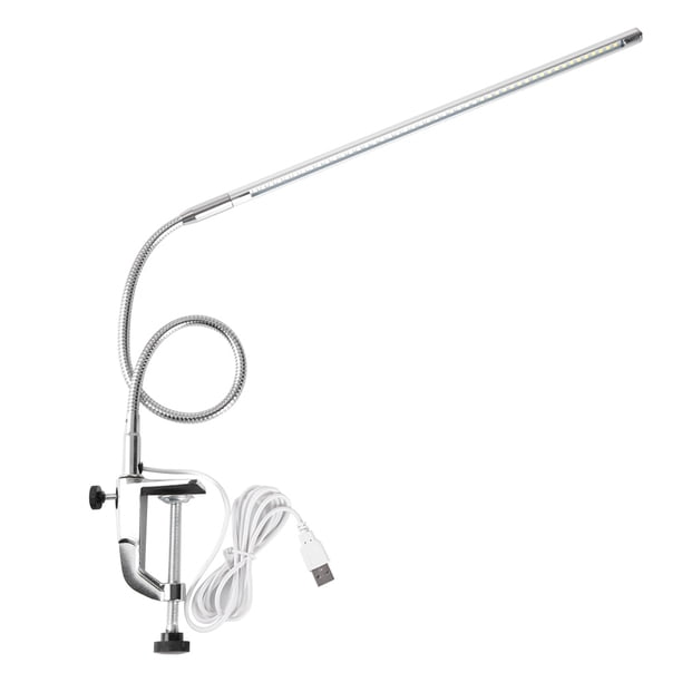 Lámpara de escritorio LED ajustable por USB con clip para manicura, lectura, tatuajes