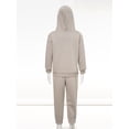thumbnail image 4 of Hansber Boys Girls Athletic Sweatsuits 2Pcs Jogger Outfits Set Kids Clothes Set Pullover Tracksuit Light Brown 150, 4 of 7