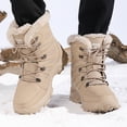 thumbnail image 6 of Mens Snow Boots Fashion Outdoor Winter Warm Lace-up Waterproof Boots TPR Non-Slip Sole Walking Casual Hiking Campaigns Boots Brown 9 US, 6 of 7
