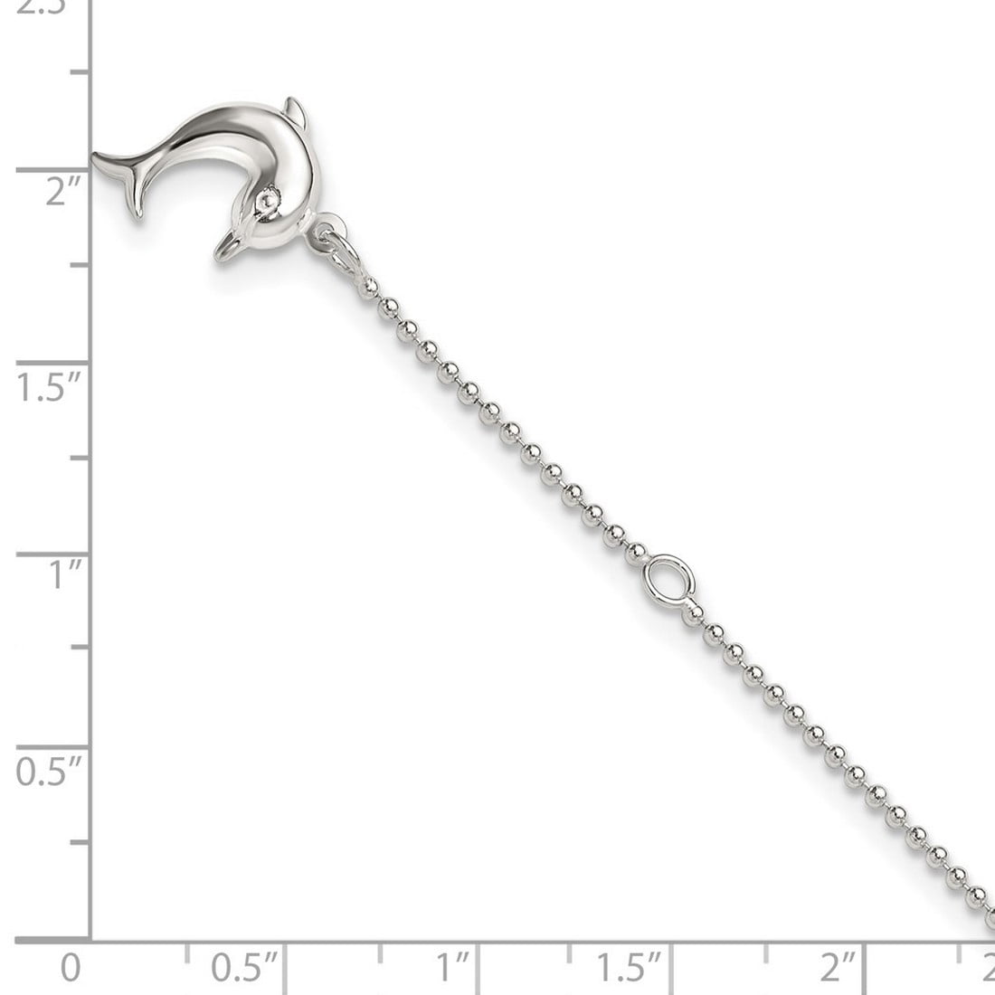 925 Sterling Silver Hollow Polished Dolphin Anklet 10 Inch Spring-Ring 1mm Wide Anklet for Women