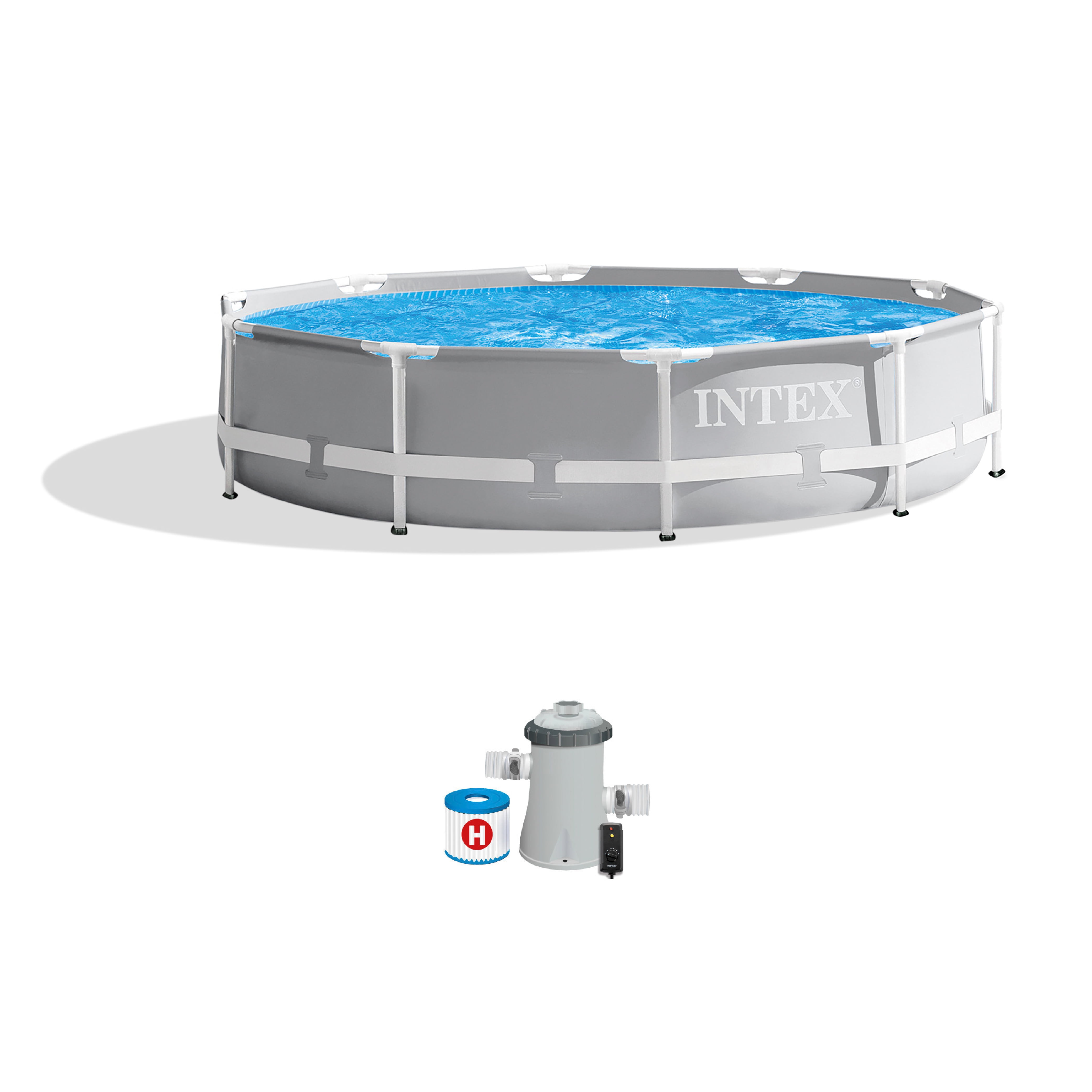Open Box INTEX Prism Metal Frame 10' x 30" Above Ground Swimming Pool and Filter Pump