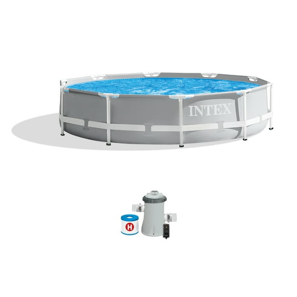 INTEX Prism Metal Frame 10' x 30" Above Ground Swimming Pool and Filter Pump