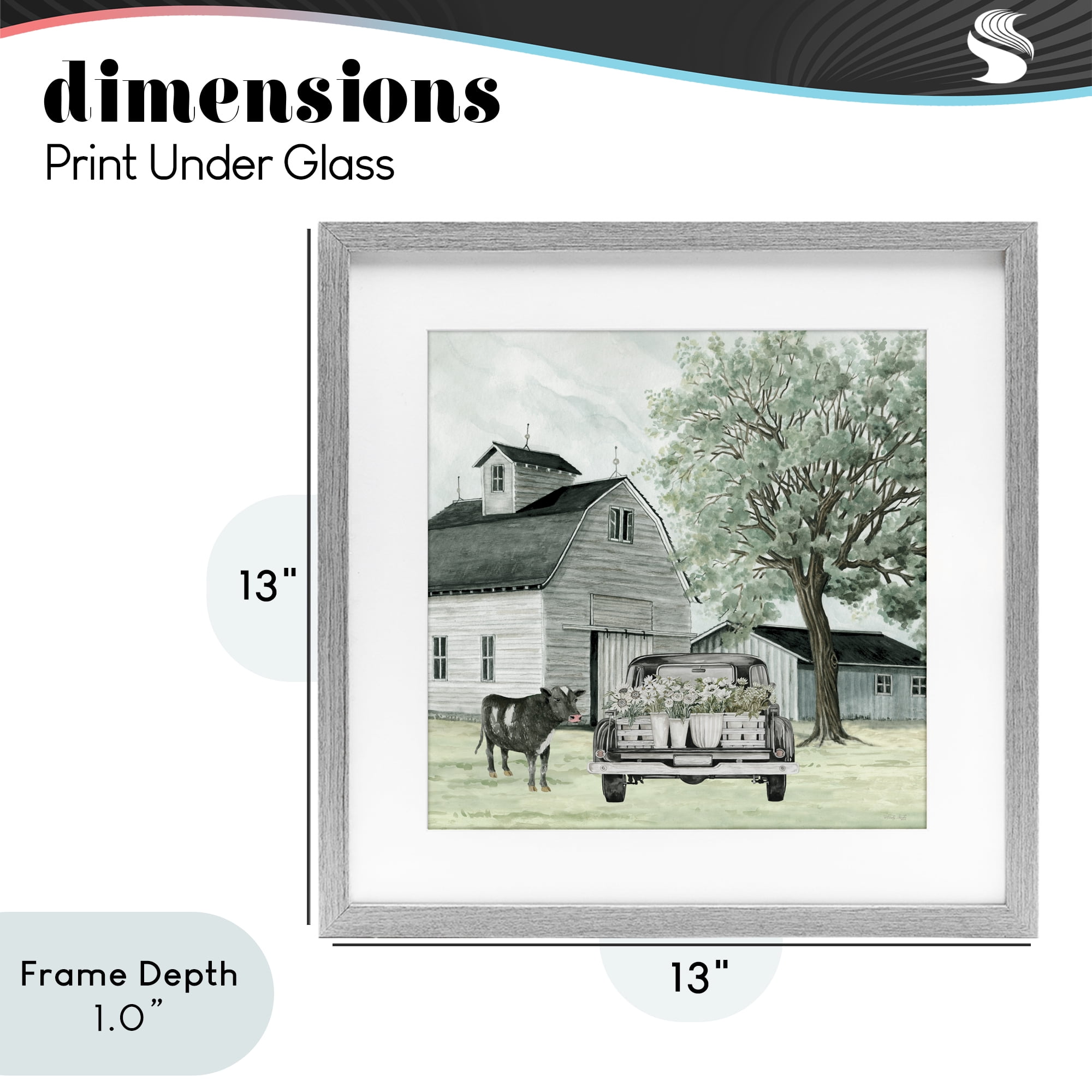 Stupell Industries Buttercup's Flowers on Farm Gray Framed Print Under Glass, design by Cindy Jacobs