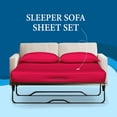 thumbnail image 2 of 4-Piece Queen Sleeper Sofa Sheet Set, 100% Egyptian Cotton, 800 Thread Count, Fits 8" Deep Pull-Out Couch Mattress (60" x 74") - Red Solid, 2 of 5