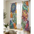 thumbnail image 5 of Vintage Floral Boho Sheer Curtains 63 Inch Length 2 Panels Set for Living Room/Bedroom, Abstract Art Modern Flowers Kitchen Curtains Grommet Semi-Sheer Curtains Drapes Window Treatments 42"x63"x2, 5 of 7