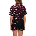 thumbnail image 6 of Moxiu Women's 2PC Valentine's Day Pajamas Short Sleeve Button Shirt and Shorts Sets 2025 Cute Heart Printed Soft Lounge Set Red,XL, 6 of 7