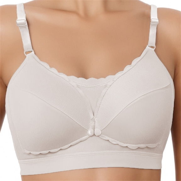 Nmnitkp Nursing Bras for Breastfeeding Ultra Comfort Push Up Wireless Seamless Underwear Maternity Bra for Pregnancy,Antibacterial Fabric Nursing Bras Beige,75