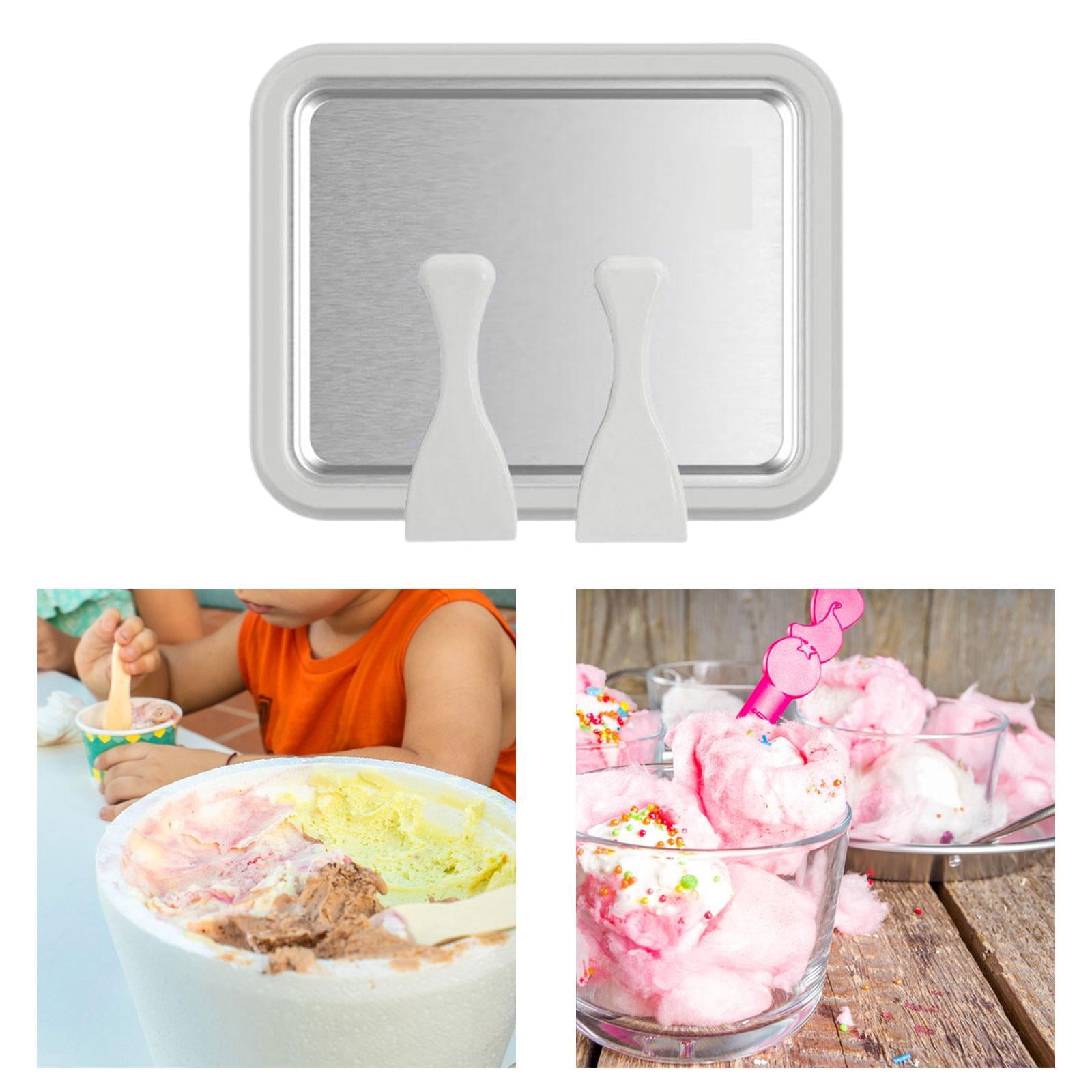 Fiocias Ice Cream Plate Maker Fried Ice Tray Interactive DIY Portable Instant Gelato Pan White