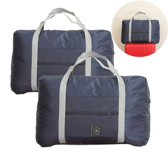 Djiypn 2Pack Travel Duffel Bag Foldable Weekender Overnight Bag for Men Women Lightweight Carry on Tote Bag For Spirit Airlines, Navy