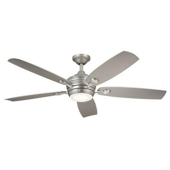 5 Blade Ceiling Fan with Light Kit in Traditional Style-14.25 inches Tall and 56 inches Wide-Brushed Nickel Finish-Silver Blade Color Bailey Street