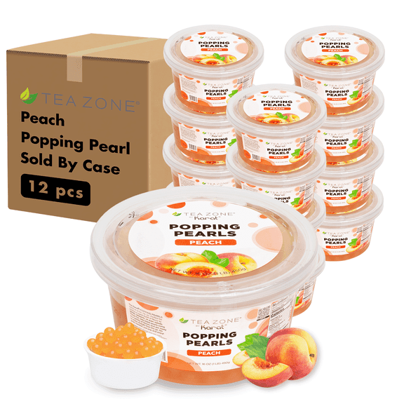 Tea Zone [12 jars] Peach Sugar POPPING PEARLS™ | Bursting Boba | Beverage, Sweet snacks, Boba Milk Tea, Ready to Serve