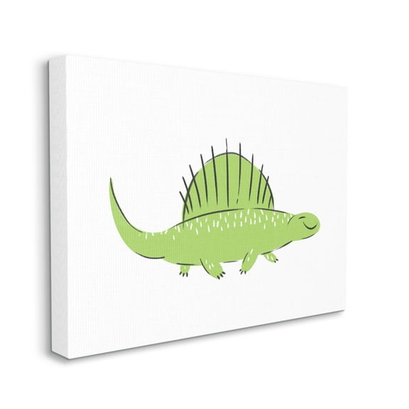 Stupell Industries Happy Green Dinosaur Small Finned Kids' Reptile Graphic Art Gallery-Wrapped Canvas Print Wall Art, 16x20, by Ziwei Li
