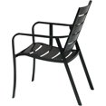 thumbnail image 6 of Hanover Cortino 3-Piece Commercial-Grade Bistro Set with 2 Aluminum Slat-Back Dining Chairs and a 30" Tempered-Glass Table, 6 of 9